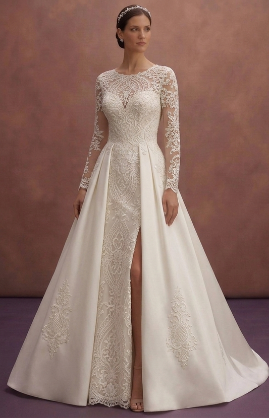 Ivory Mikado Ball Gown Wedding Dress with Elegant Train