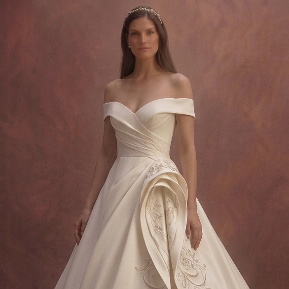 Ivory Mikado Bridal Dress with Timeless Princess Shape
