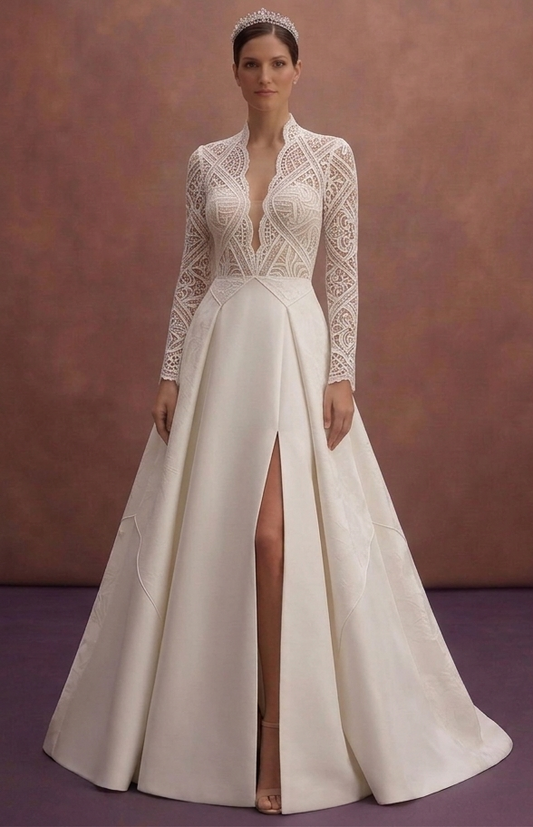 Ivory Minimal Bridal Gown with Clean Contemporary Shape