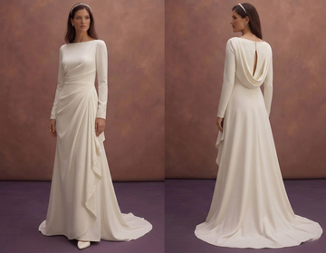 Ivory Minimal Wedding Dress with Clean Draped Silhouette