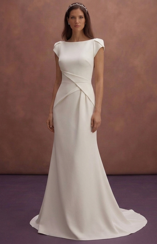 Ivory Minimal Wedding Dress with Clean Modern Design