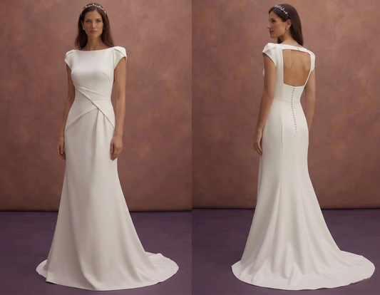 Ivory Minimal Wedding Dress with Clean Modern Design