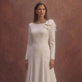 Ivory Minimal Wedding Dress with Elegant Tailored Design