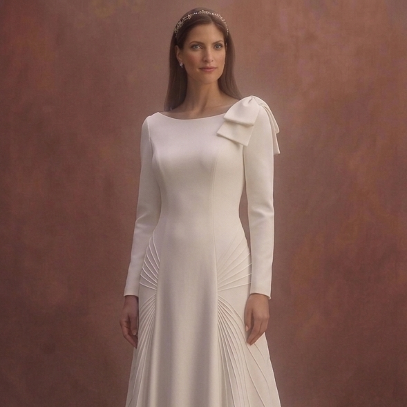 Ivory Minimal Wedding Dress with Elegant Tailored Design