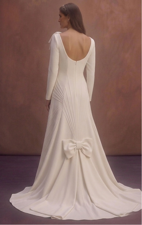 Ivory Minimal Wedding Dress with Elegant Tailored Design