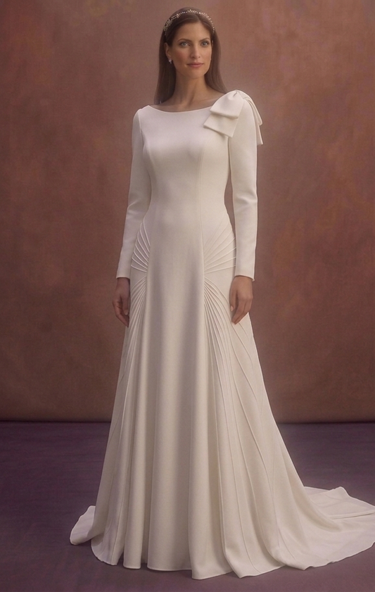 Ivory Minimal Wedding Dress with Elegant Tailored Design