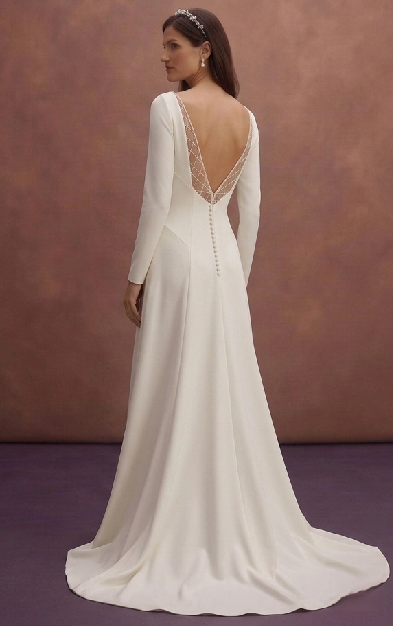 Ivory Minimal Wedding Dress with Soft Clean Lines
