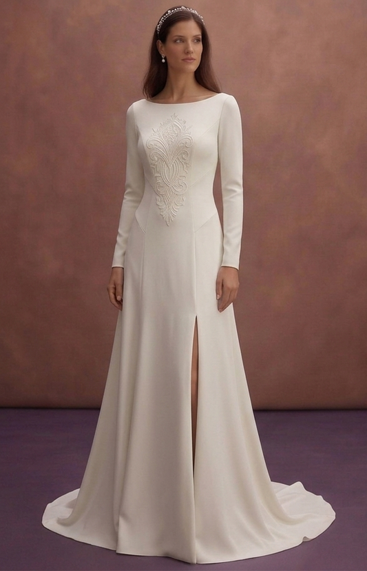 Ivory Minimal Wedding Dress with Soft Clean Lines