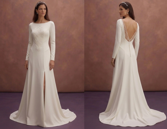 Ivory Minimal Wedding Dress with Soft Clean Lines