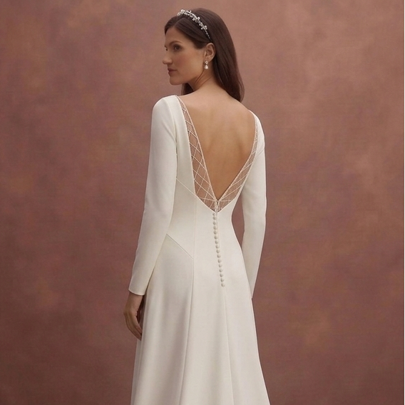 Ivory Minimal Wedding Dress with Soft Clean Lines