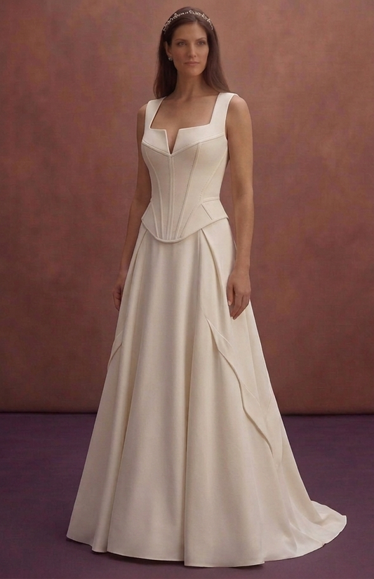 Ivory Minimal Wedding Dress with Structured Bodice