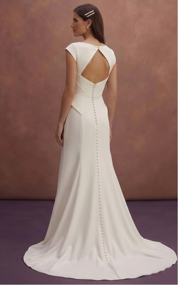 Ivory Minimal Wedding Dress with Structured Elegant Bodice