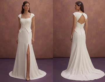Ivory Minimal Wedding Dress with Structured Elegant Bodice