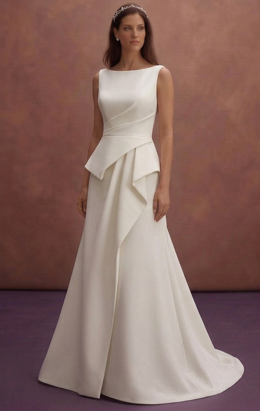 Ivory Minimal Wedding Dress with Structured Elegant Fit