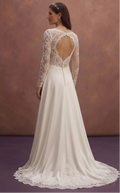 Ivory Modest Wedding Dress with Long Sleeves and Lace