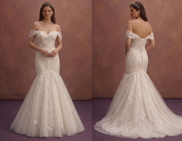 Ivory Off-Shoulder Mermaid Wedding Dress with Corset Back