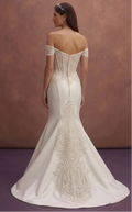 Ivory Off-Shoulder Mermaid Wedding Dress with Structured Corset