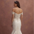 Ivory Off-Shoulder Mermaid Wedding Dress with Structured Corset