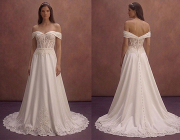 Ivory Off-Shoulder Wedding Dress with Lace Corset