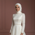 Ivory Organza A-Line Wedding Dress – Perfect Modest Bridal Hijab Look Muslim