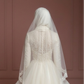 Ivory Organza Layered Wedding Dress with Hijab – Ideal for Nikah Ceremony Muslim