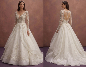 Ivory Organza Wedding Dress with Princess Inspired Shape