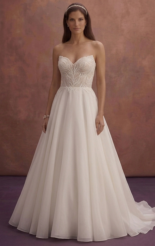 Ivory Organza Wedding Dress with Soft Ball Gown Shape