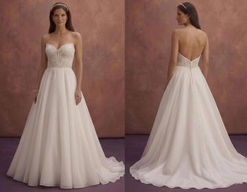 Ivory Organza Wedding Dress with Soft Ball Gown Shape