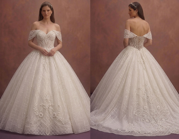 Ivory Princess Ball Gown Wedding Dress with Glitter Tulle