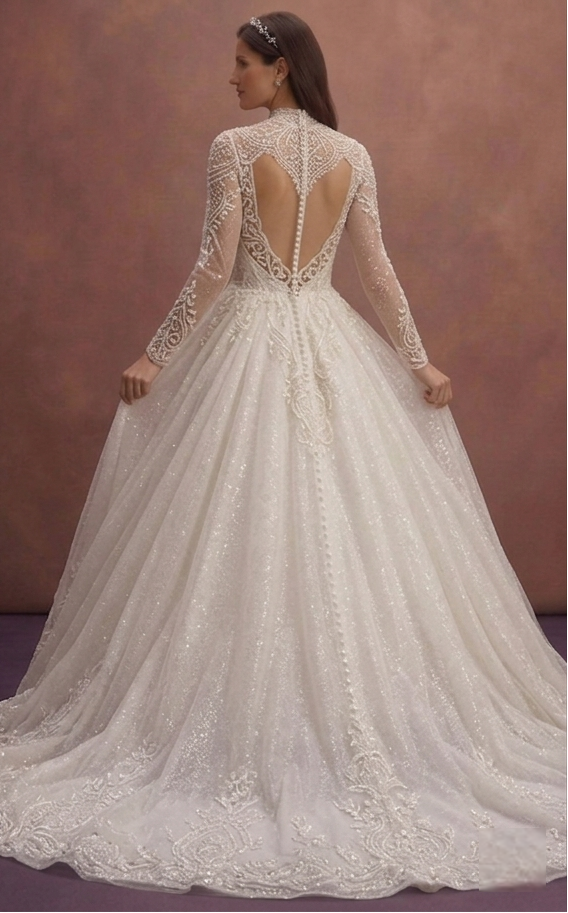 Ivory Princess Ball Gown Wedding Dress with Glittering Tulle