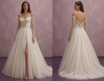 Ivory Princess Ball Gown Wedding Dress with Sparkle Tulle