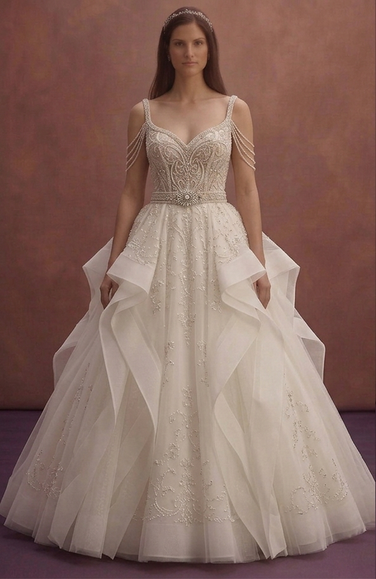 Ivory Princess Wedding Dress with Beaded Corset