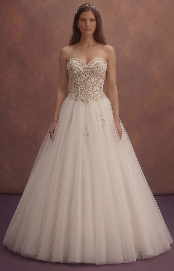 Ivory Princess Wedding Dress with Beaded Corset Top