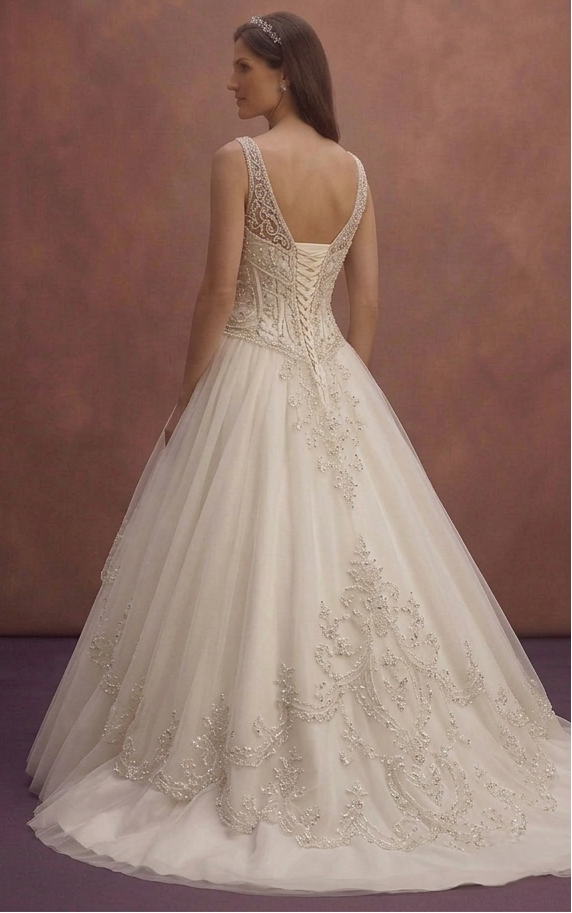 Ivory Princess Wedding Dress with Beaded Corset Top Design