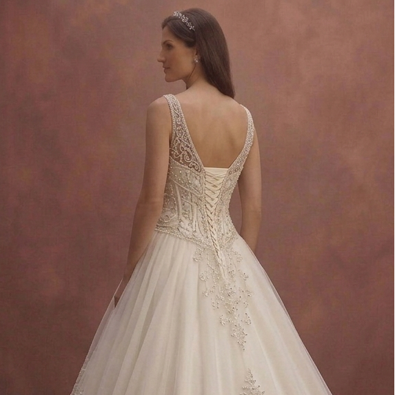 Ivory Princess Wedding Dress with Beaded Corset Top Design