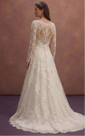 Ivory Romantic Wedding Dress with Lace Long Sleeves