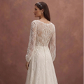 Ivory Romantic Wedding Dress with Long Lace Sleeves