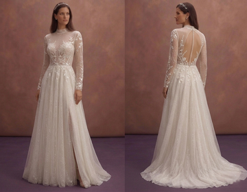 Ivory Romantic Wedding Dress with Sparkle Tulle Skirt