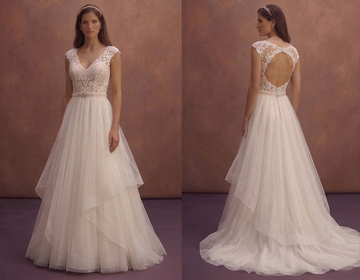 Ivory Romantic Wedding Dress with Sparkle Tulle Skirt Design