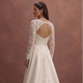Ivory Satin A-Line Wedding Dress with Sweetheart Neckline