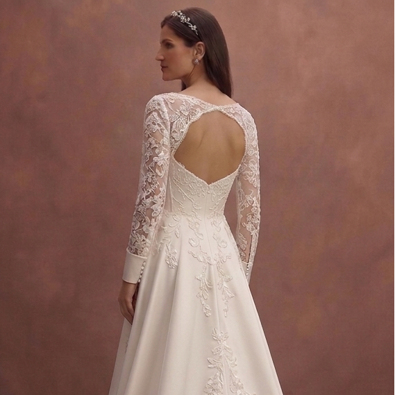 Ivory Satin A-Line Wedding Dress with Sweetheart Neckline