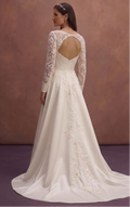 Ivory Satin A-Line Wedding Dress with Sweetheart Neckline