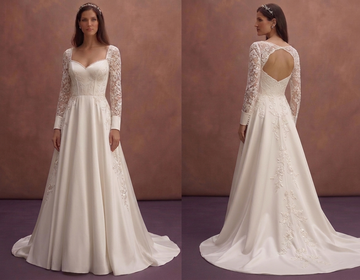 Ivory Satin A-Line Wedding Dress with Sweetheart Neckline