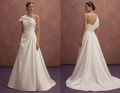 Ivory Satin Wedding Dress with Asymmetrical Neckline Style