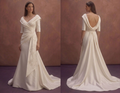 Ivory Satin Wedding Dress with Draped Portrait Neckline