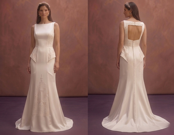 Ivory Satin Wedding Dress with Modern Straight Cut