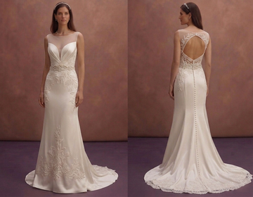 Ivory Satin Wedding Dress with Modern Straight Fit