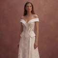 Ivory Satin Wedding Dress with Sculpted Corset Waist