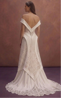 Ivory Satin Wedding Dress with Sculpted Corset Waist