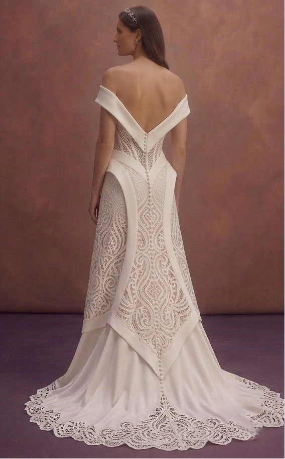Ivory Satin Wedding Dress with Sculpted Corset Waist